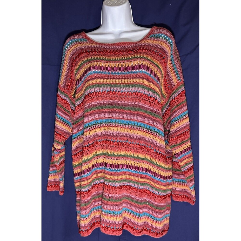 Unique Kimberly Hunter Collection sweater in a vibrant multi-color stripe Size S